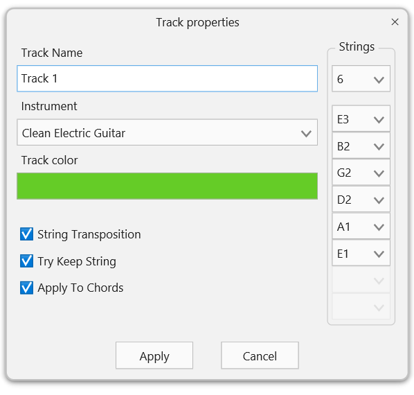 Rockmer: track properties window
